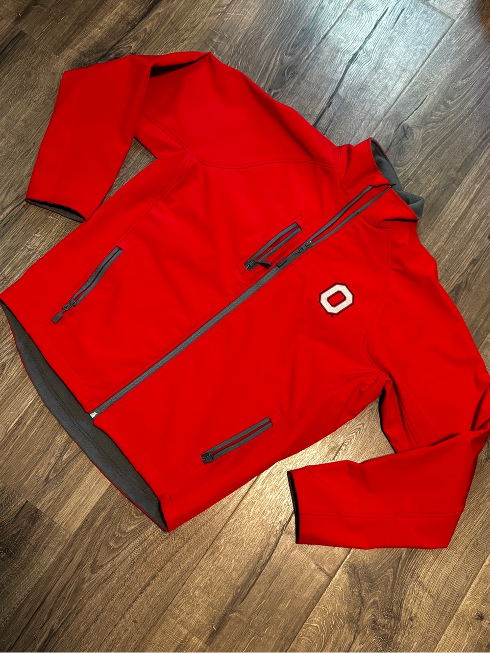 Ohio State Varsity Fleece Jacket - Medium, Red with Gray Accents